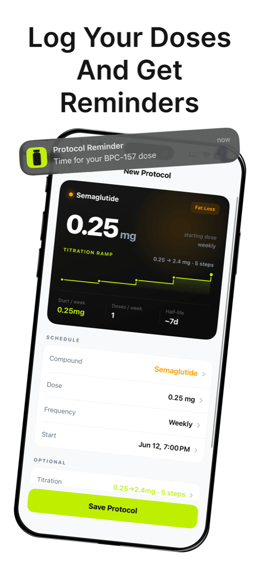 Dosely App Store screenshot — log your doses and get reminders